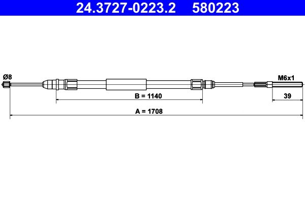 ATE Cable Pull, parking brake 24.3727-0223.2