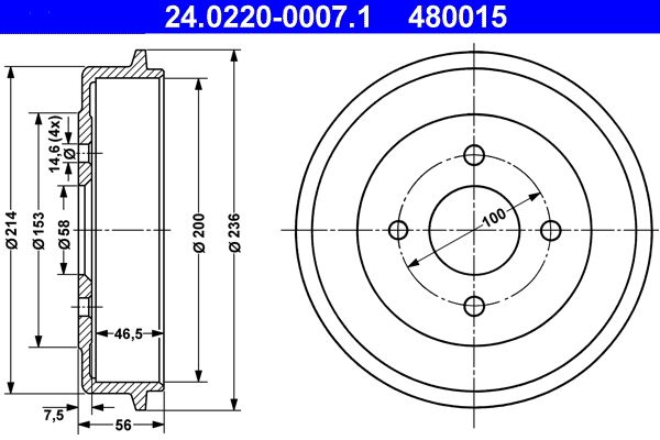 ATE Brake Drum 24.0220-0007.1