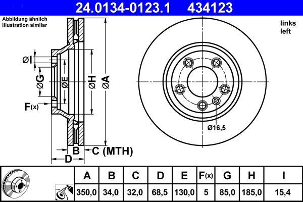 ATE Brake Disc 24.0134-0123.1