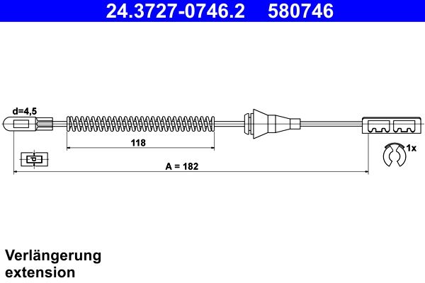 ATE Cable Pull, parking brake 24.3727-0746.2