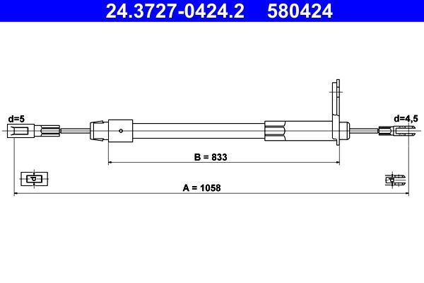 ATE Cable Pull, parking brake 24.3727-0424.2