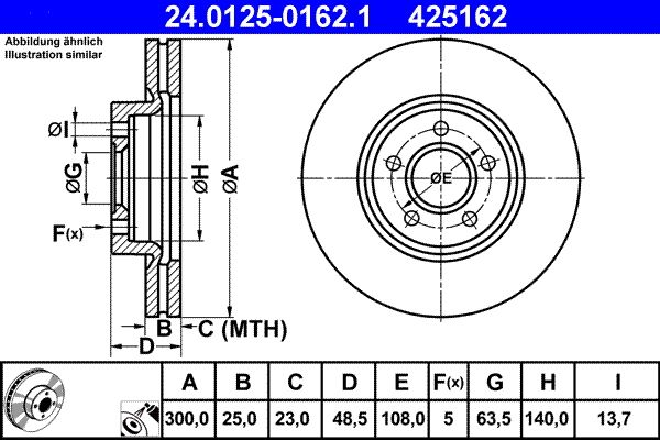 ATE Brake Disc 24.0125-0162.1