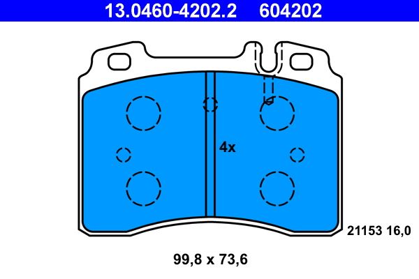 ATE Brake Pad Set, disc brake 13.0460-4202.2