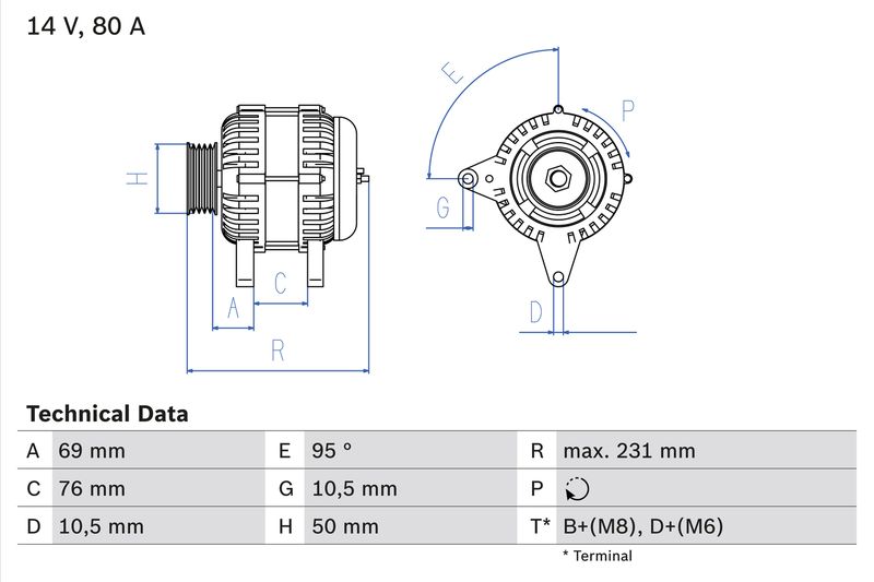 BOSCH Alternator 0 986 039 100