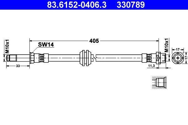 ATE Brake Hose 83.6152-0406.3