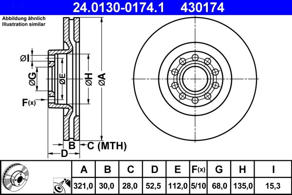 ATE Brake Disc 24.0130-0174.1
