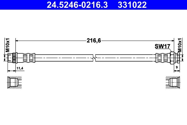 ATE Brake Hose 24.5246-0216.3