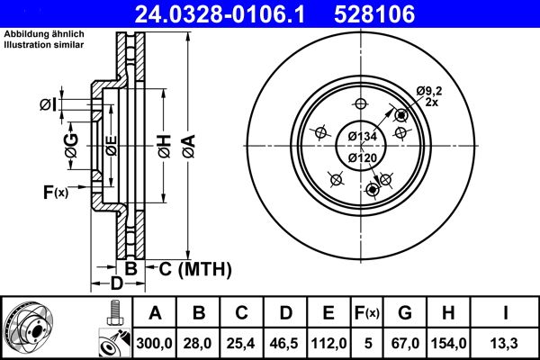 ATE Brake Disc 24.0328-0106.1