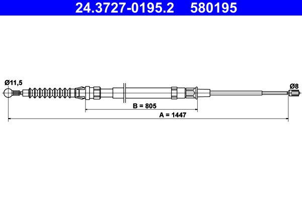ATE Cable Pull, parking brake 24.3727-0195.2