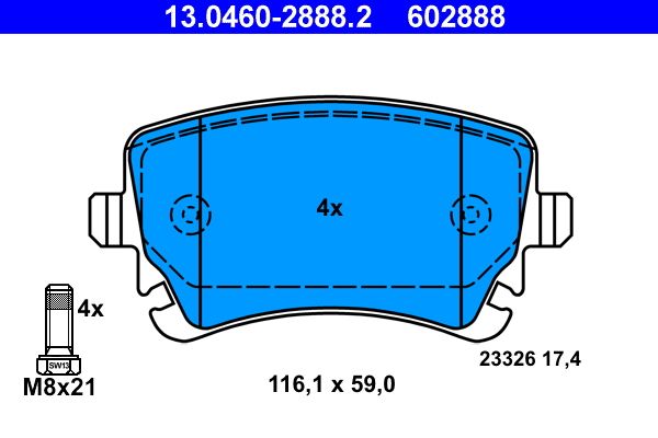 ATE Brake Pad Set, disc brake 13.0460-2888.2