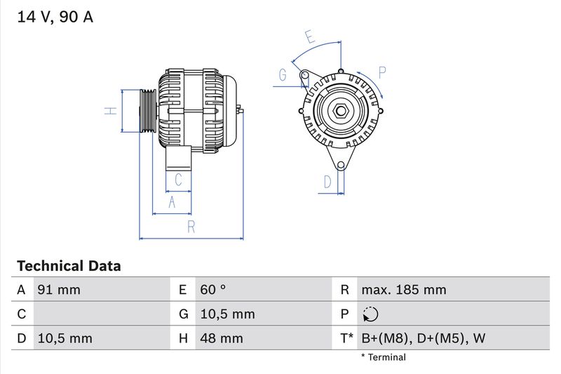 BOSCH Alternator 0 986 038 160