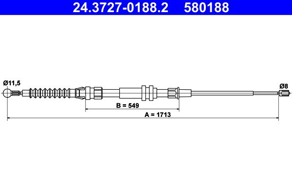 ATE Cable Pull, parking brake 24.3727-0188.2