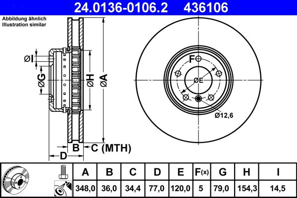 ATE Brake Disc 24.0136-0106.2