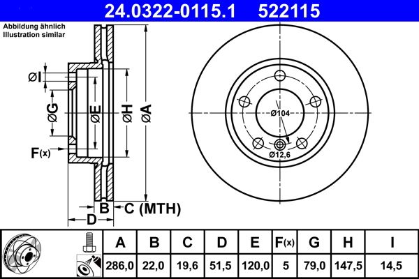 ATE Brake Disc 24.0322-0115.1