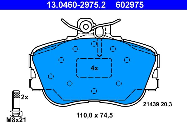 ATE Brake Pad Set, disc brake 13.0460-2975.2