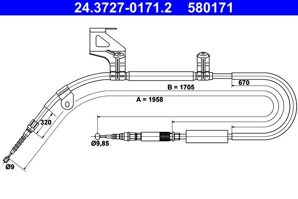 ATE Cable Pull, parking brake 24.3727-0171.2