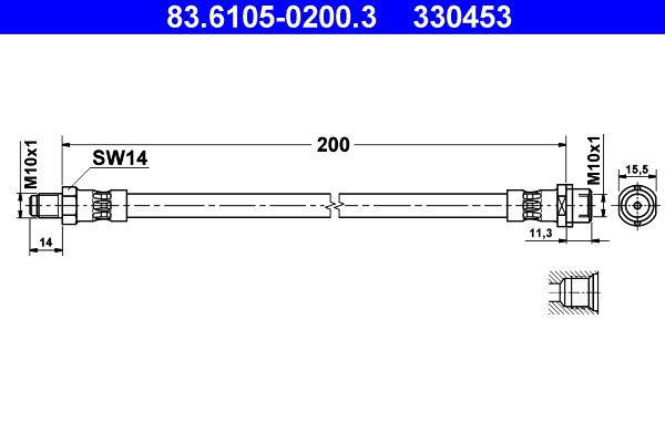 ATE Brake Hose 83.6105-0200.3