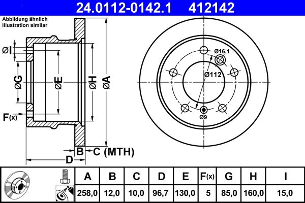 ATE Brake Disc 24.0112-0142.1