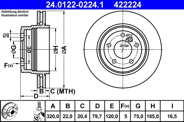 ATE Brake Disc 24.0122-0224.1