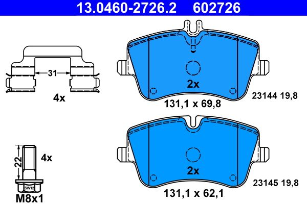 ATE Brake Pad Set, disc brake 13.0460-2726.2
