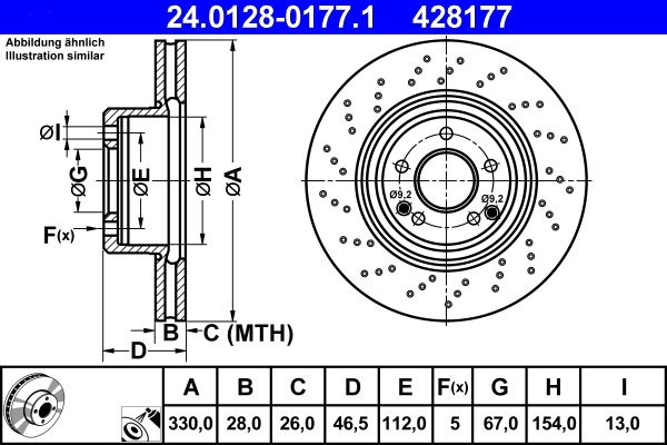 ATE Brake Disc 24.0128-0177.1