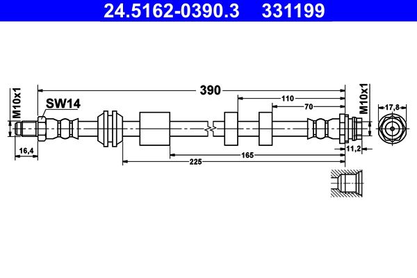 ATE Brake Hose 24.5162-0390.3