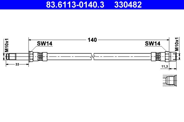 ATE Brake Hose 83.6113-0140.3