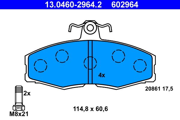 ATE Brake Pad Set, disc brake 13.0460-2964.2