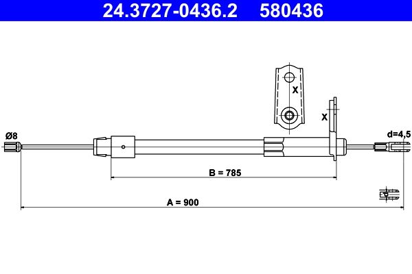 ATE Cable Pull, parking brake 24.3727-0436.2
