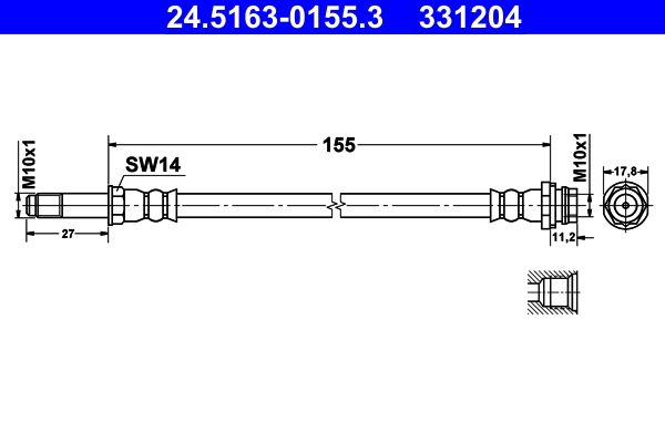 ATE Brake Hose 24.5163-0155.3