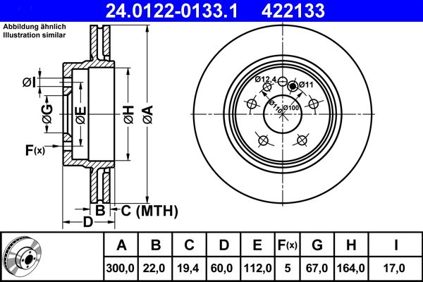 ATE Brake Disc 24.0122-0133.1
