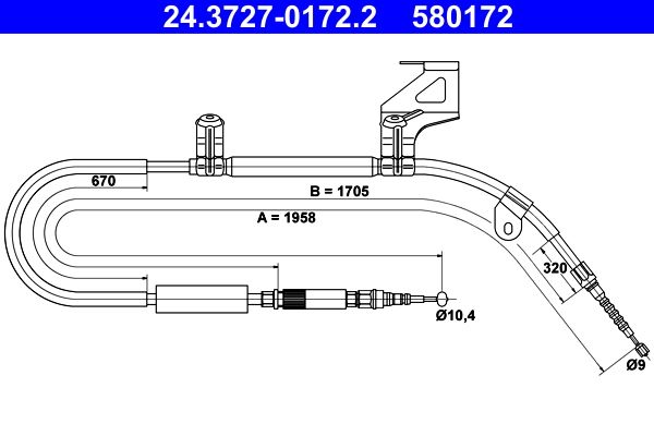 ATE Cable Pull, parking brake 24.3727-0172.2