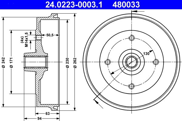 ATE Brake Drum 24.0223-0003.1