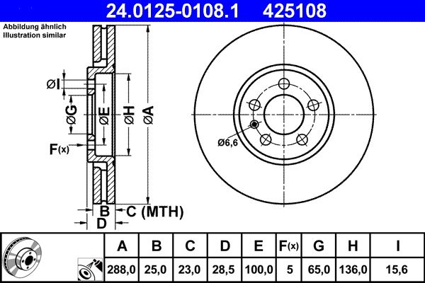 ATE Brake Disc 24.0125-0108.1