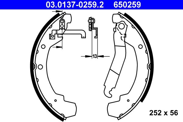 ATE Brake Shoe Set 03.0137-0259.2