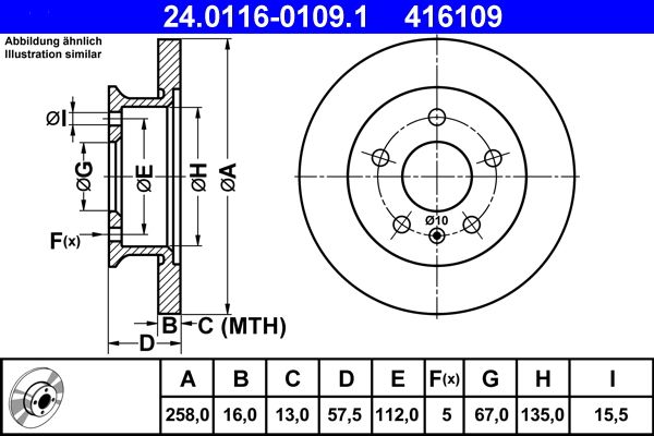 ATE Brake Disc 24.0116-0109.1