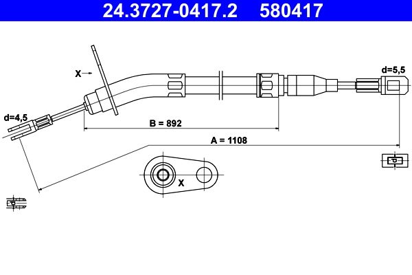 ATE Cable Pull, parking brake 24.3727-0417.2