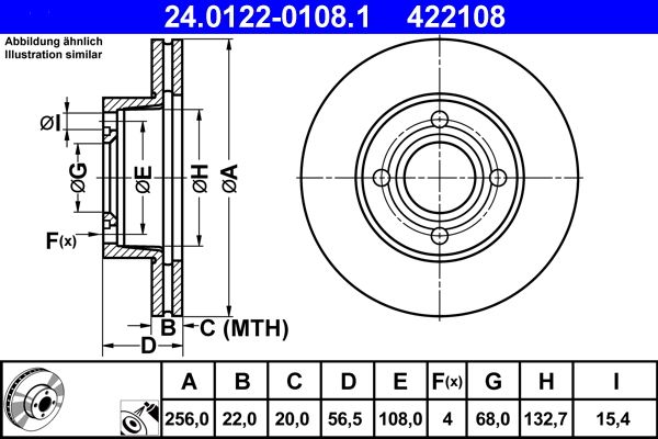 ATE Brake Disc 24.0122-0108.1