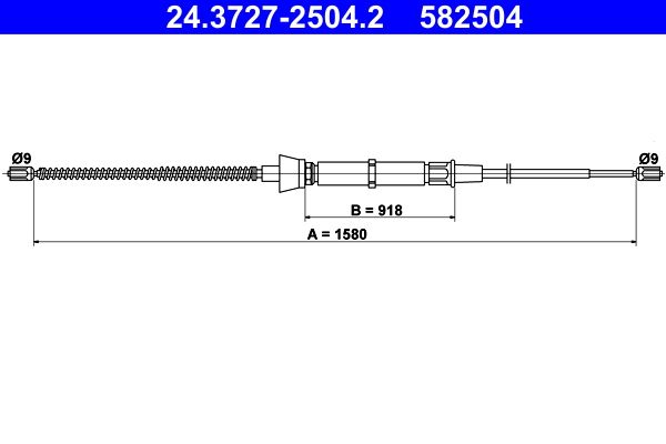 ATE Cable Pull, parking brake 24.3727-2504.2