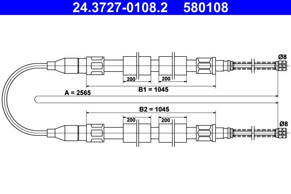 ATE Cable Pull, parking brake 24.3727-0108.2