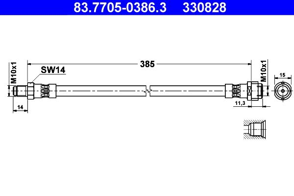 ATE Brake Hose 83.7705-0386.3