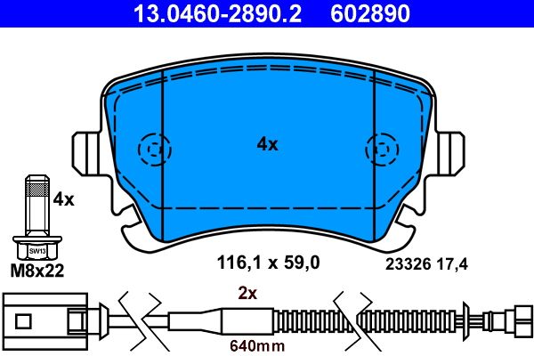 ATE Brake Pad Set, disc brake 13.0460-2890.2