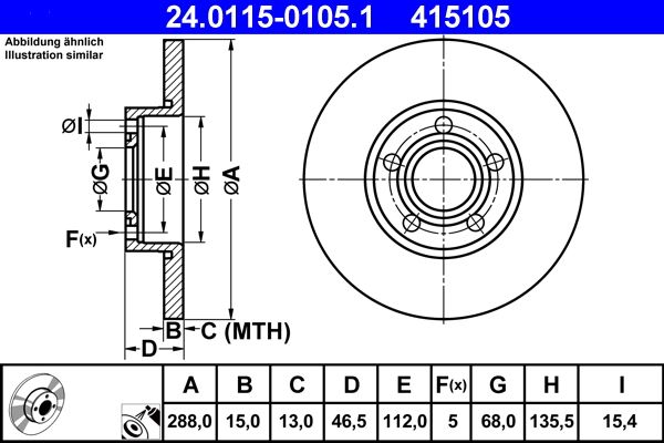 ATE Brake Disc 24.0115-0105.1