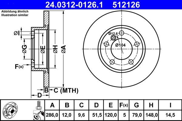 ATE Brake Disc 24.0312-0126.1