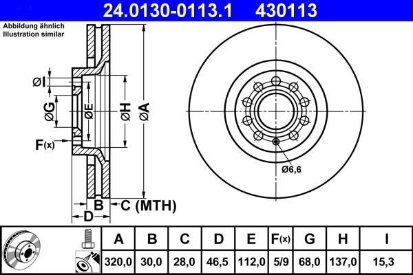 ATE Brake Disc 24.0130-0113.1