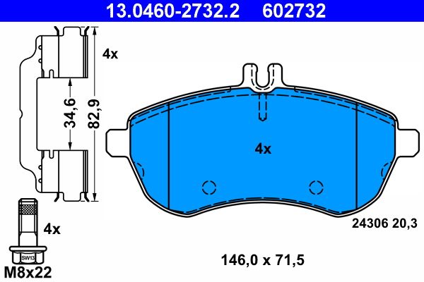 ATE Brake Pad Set, disc brake 13.0460-2732.2