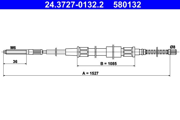 ATE Cable Pull, parking brake 24.3727-0132.2