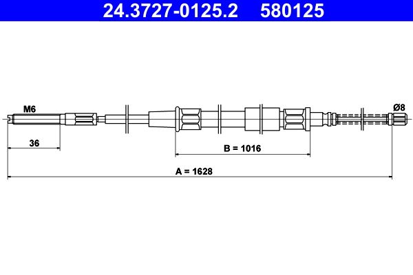 ATE Cable Pull, parking brake 24.3727-0125.2