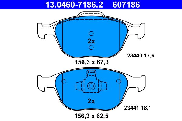 ATE Brake Pad Set, disc brake 13.0460-7186.2