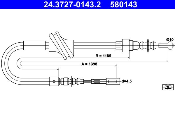 ATE Cable Pull, parking brake 24.3727-0143.2